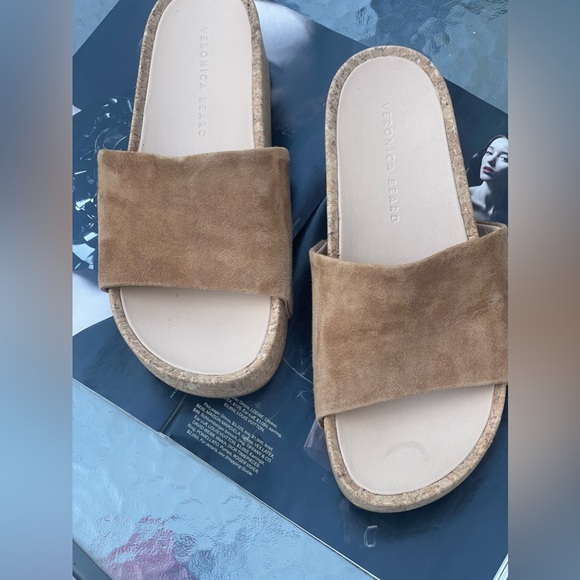 Veronica Beard Dresdyn Caramel Platform Slide Cork Sandal Size 8M - Picture 7 of 13